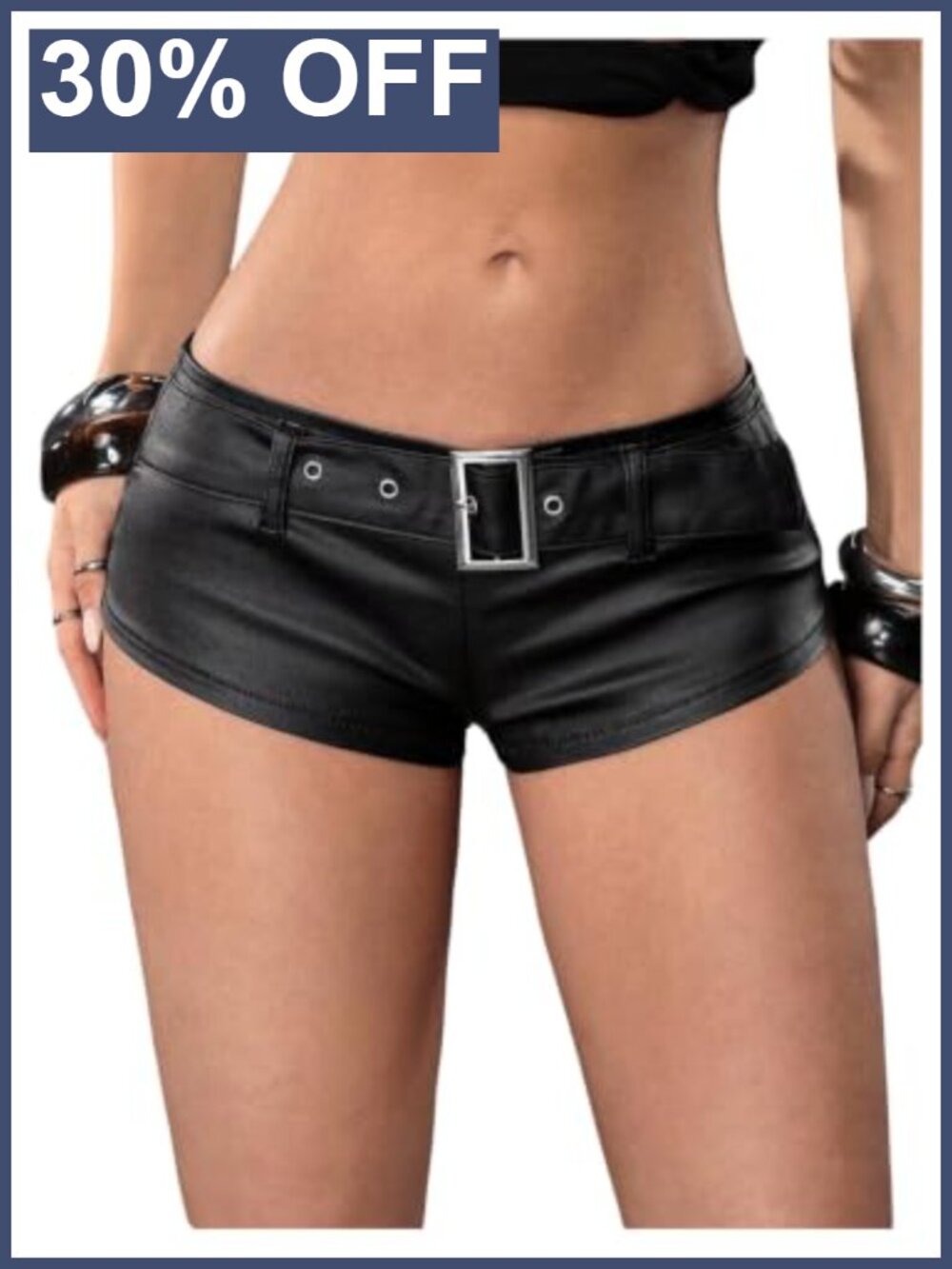 Faux Leather Micro Shorts Low Rise Skinny Mini Clubwear Concert Bottoms